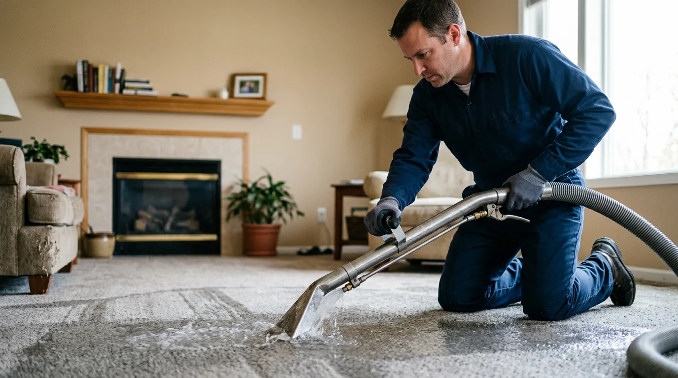 Water damage restoration technician working near Menifee, AR